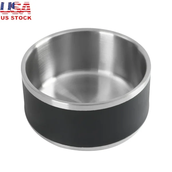 Stainless Steel Double Wall Dog Feeding Bowl Non Skid Pet Dish.