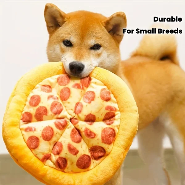Squeaky Plush Pizza & Shrimp Dog Toy Durable Chew for Small Breeds Interactive Pet Accessory