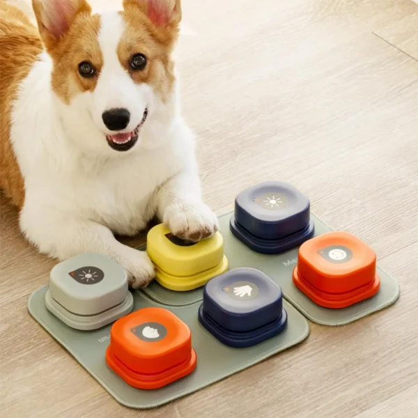 Dog Buttons with Rubber Mat Recordable Dog Talking Buttons