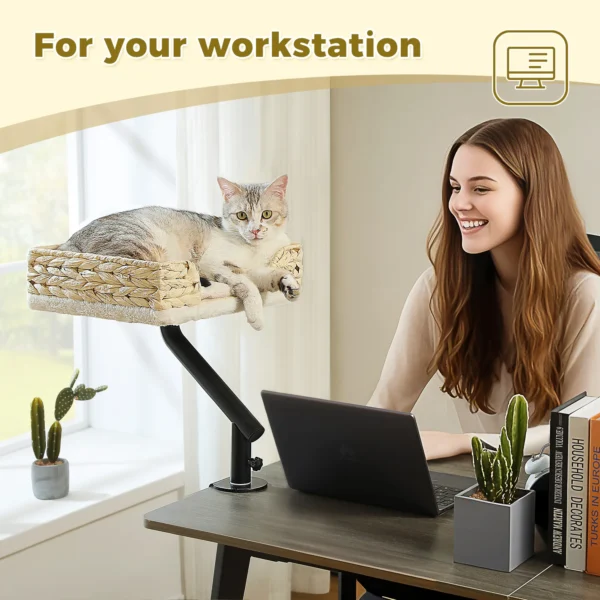 Cat Desk Bed, 360° Rotatable Cat Bed Stand