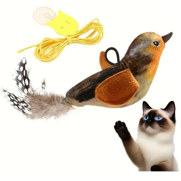Interactive Touch-Activated Flapping Bird Cat Toy Plush Sparrow Kicking Toy